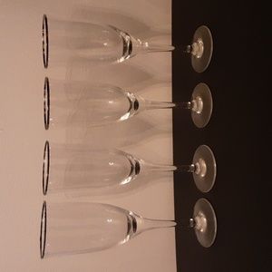 4 long stem crystal silver rimmed vintage wine glasses